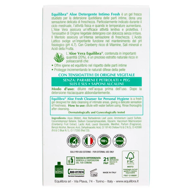 Equilibra Aloe Detergente Intimo Fresh 200ml
