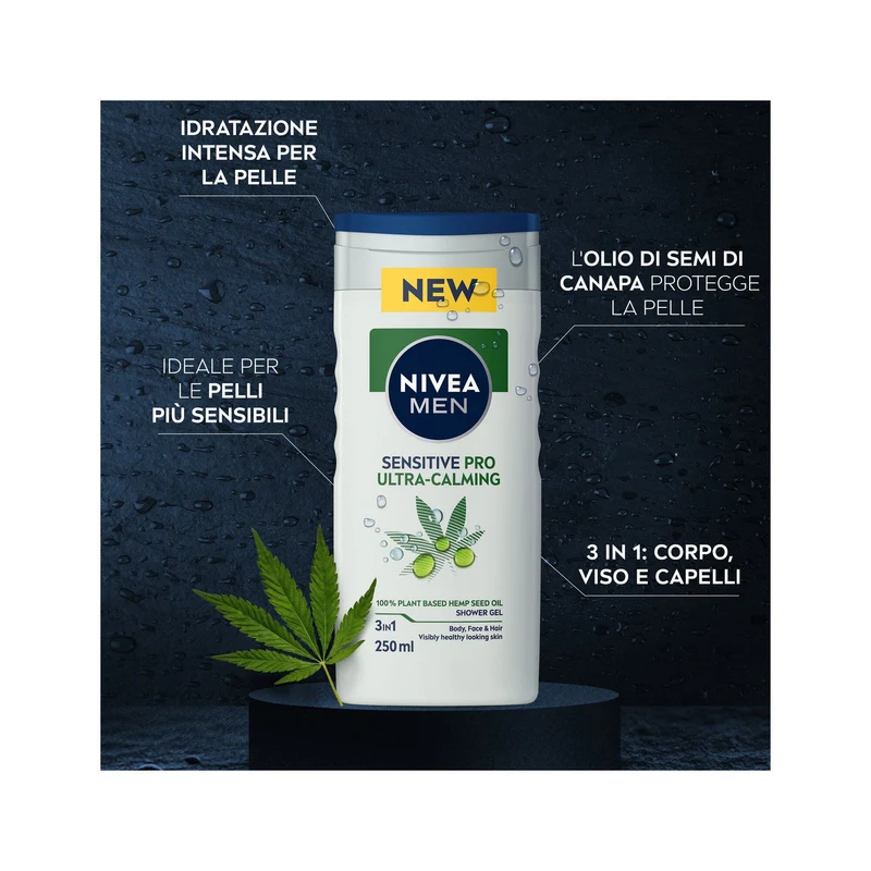 Nivea Men Doccia Shampoo Sensitive Pro Docciaschiuma Uomo Per Corpo E Capelli Sensibili 250ml