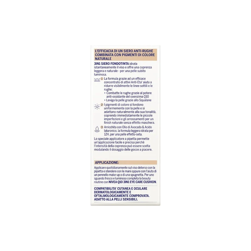Nivea Q10 Power Anti-Rughe 3In1 Siero Fondotinta Light/Medium 30ml