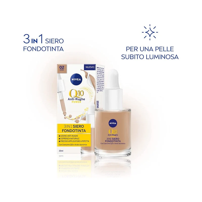 Nivea Q10 Power Anti-Rughe 3In1 Siero Fondotinta Dark 30ml