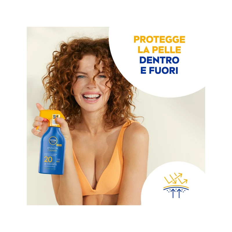 Nivea Sun Spray Solare Protect & Hydrate Fp20 Crema Solare Idratante Per 48 Ore 270ml