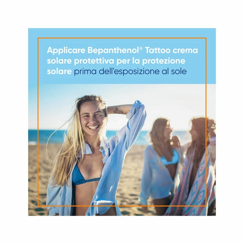 Bepanthenol Tattoo Crema Protezione Solare Molto Alta SPF50+ Per Tatuaggio Con Pantenolo 50ml