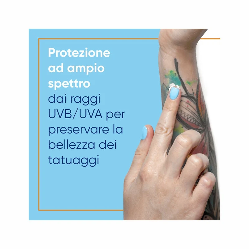 Bepanthenol Tattoo Crema Protezione Solare Molto Alta SPF50+ Per Tatuaggio Con Pantenolo 50ml