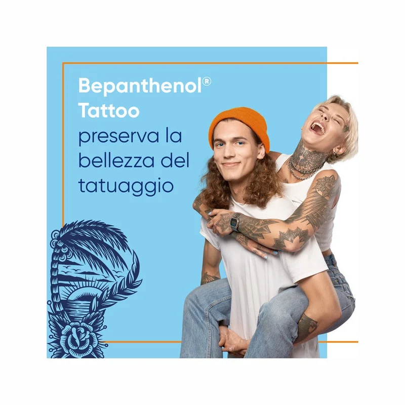 Bepanthenol Tattoo Crema Protezione Solare Molto Alta SPF50+ Per Tatuaggio Con Pantenolo 50ml