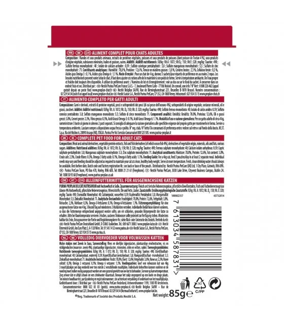 Purina Pro Plan Nutri Savour Delicate Gatto Pezzetti Pesce Oceanico In Salsa Bustina 85g