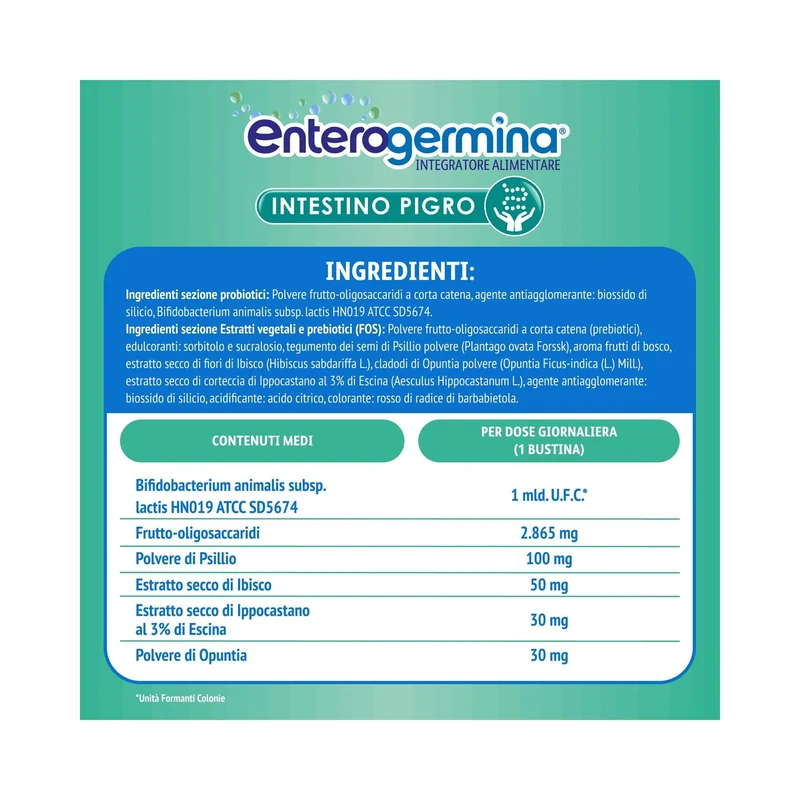 Enterogermina Intestino Pigro Fermenti Lattici Probiotici Prebiotici Integratore Regolarità Intestinale 20 Bustine