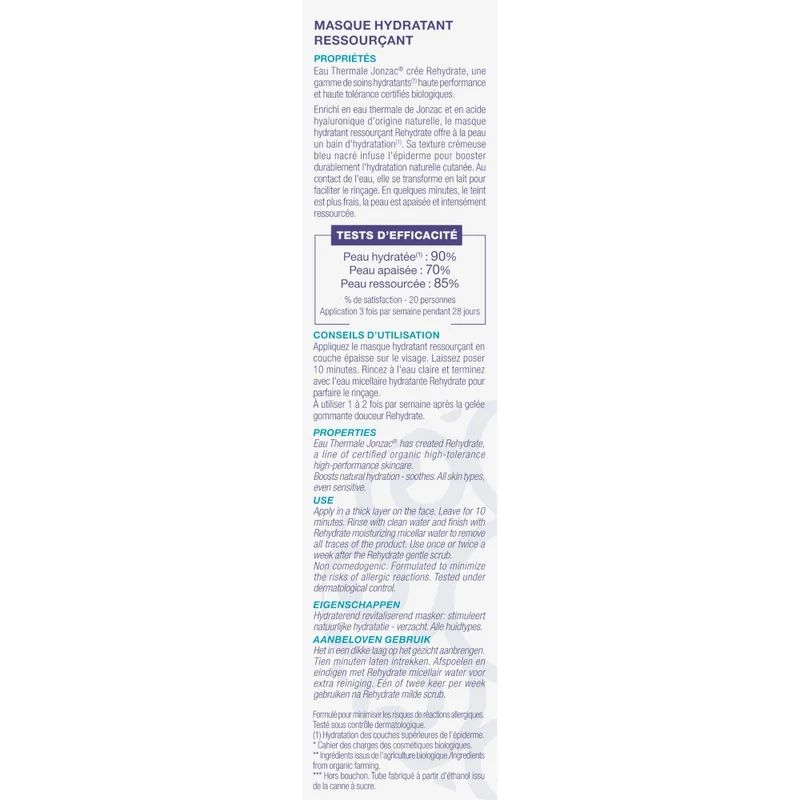 Eau Thermale Jonzac Maschera Idratante Restitutiva Rehydrate Viso 50ml