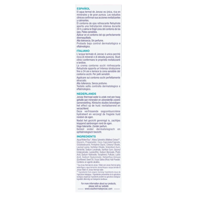 Eau Thermale Jonzac Contorno Occhi Rinfrescante Rehydrate 15ml
