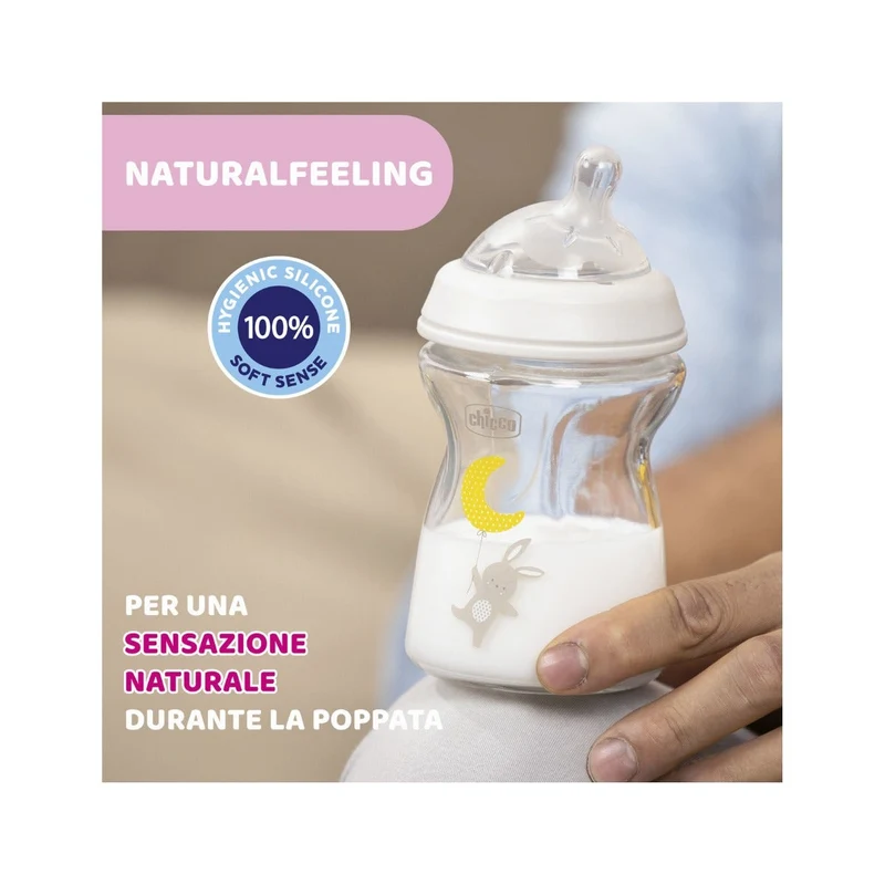Chicco Biberon In Vetro Natural Feeling Flusso Lento 250ml 0M+