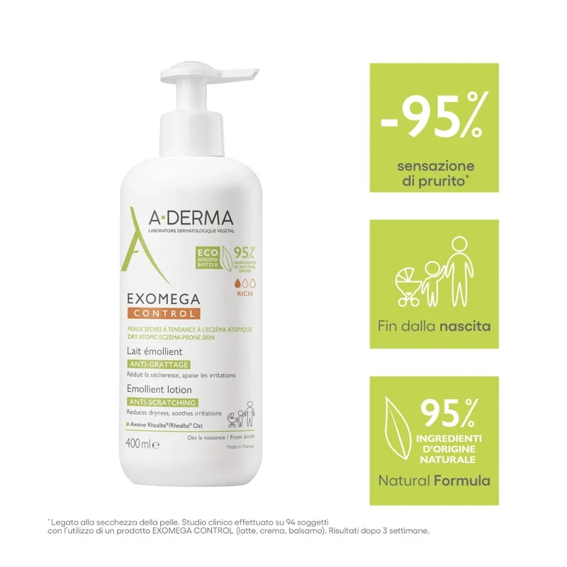 A-Derma Exomega Control Latte Emolliente Per Pelle Secca E Atopica 400ml