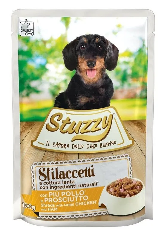 Stuzzy Cane Adulto Sfilaccetti con Pollo e Prosciutto 100g