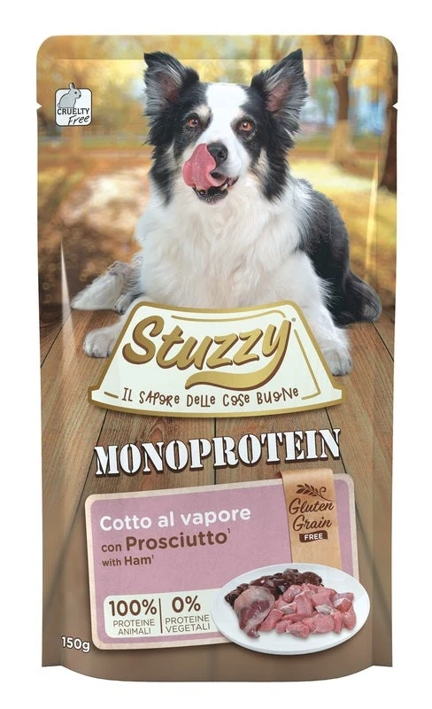 Stuzzy Monoprotein Bocconcini Con Prosciutto Cibo Umido Cani Adulti Bustina 150g
