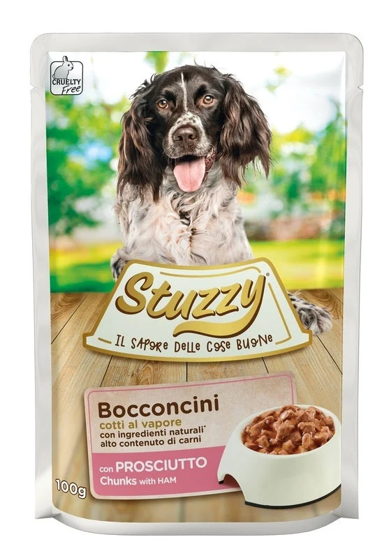 Stuzzy Bocconcini Con Prosciutto Per Cani Adulti Bustina 100g