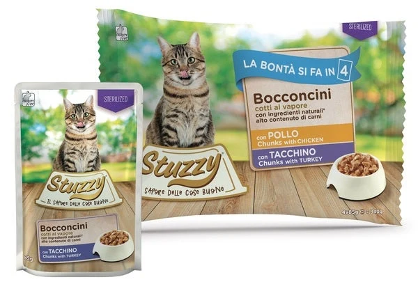 Stuzzy Bocconcini Con Pollo/Tacchino Cibo Umido Gatti Adulti Multipack 4x85g