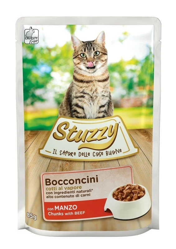 Stuzzy Bocconcini Con Manzo Cibo Umido Gatti Adulti Bustina 85g