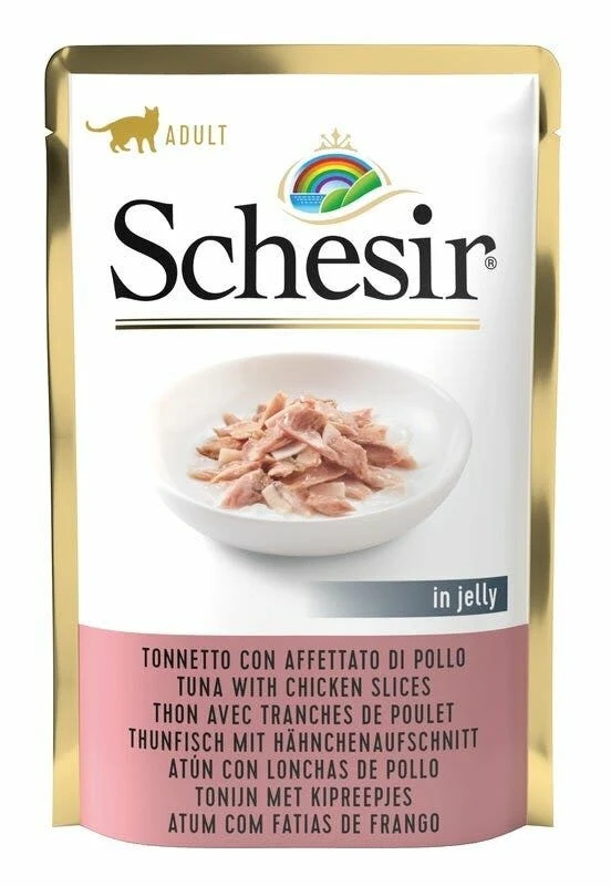 Schesir Tonnetto Con Affettato Di Pollo In Jelly CIbo Umido Gatti Adulti Bustina 85g
