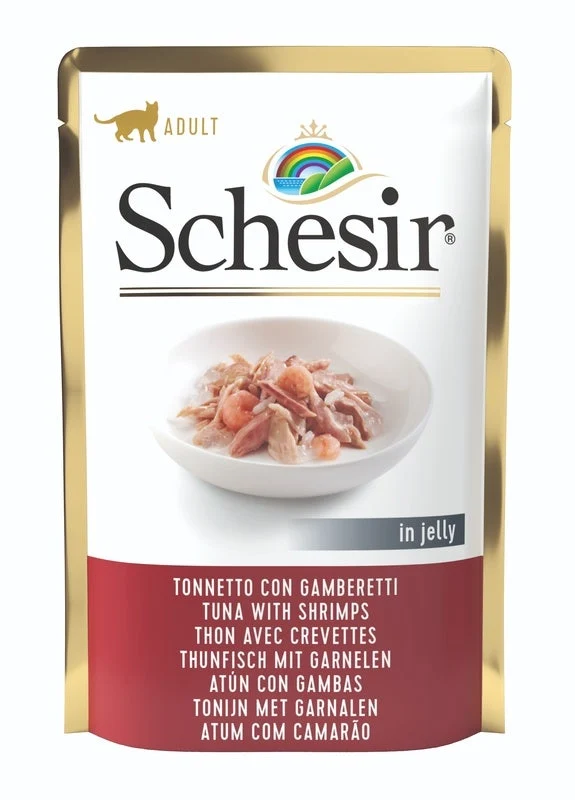 Schesir Tonnetto Con Gamberetti In Jelly Cibo Umido Gatti Adulti Bustina 85g