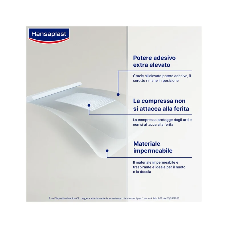 Hansaplast Cerotti Aqua Protect XL Impermeabili Per Grandi Ferite 6x7cm 5 Pezzi