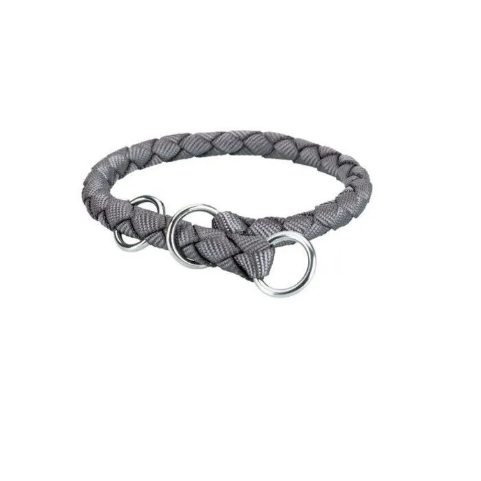 Trixie Collare taglia L in treccia tubolare per cani colore grigio