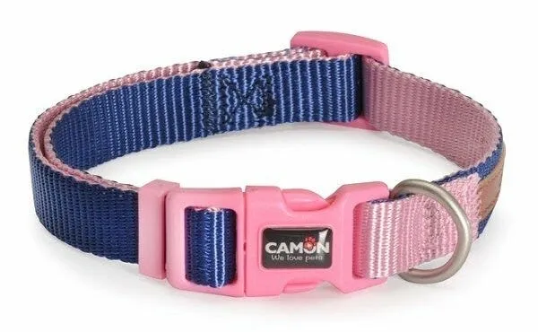Camon Collare Regolabile Double Premium Blu/Rosa Per Cani Cuccioli 25x300cm/400mm