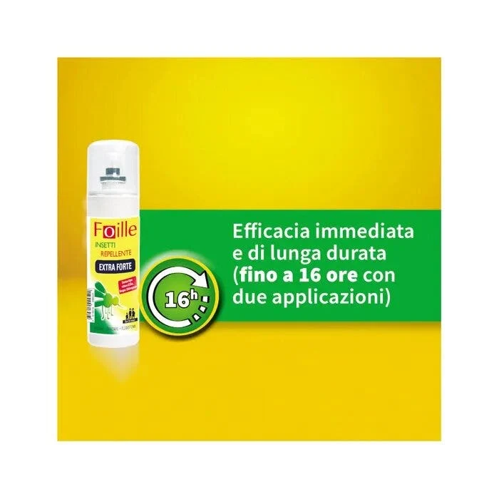 Foille Insetti Repellente Extra Forte Deet 50%, Spray anti zanzare, zecche e flebotomi 100ml