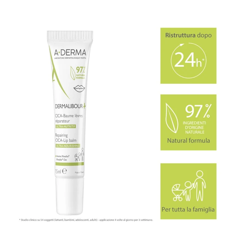 A-Derma Dermalibour+Cica Balsamo Labbra 15ml