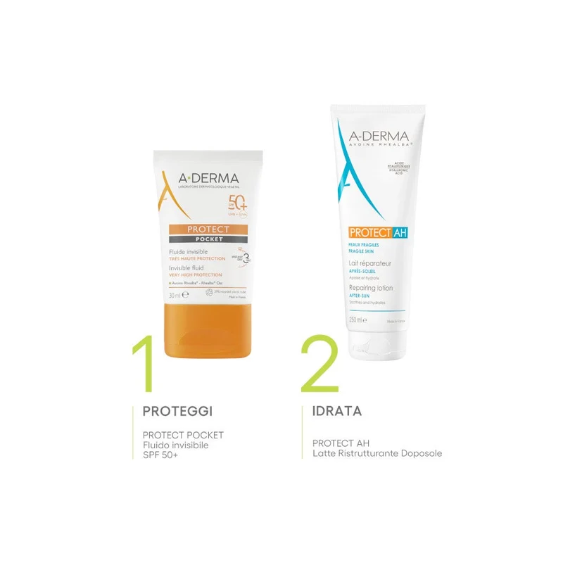 Aderma Protect Pocket Fluido Invisibile Solare Viso 30ml SPF50+