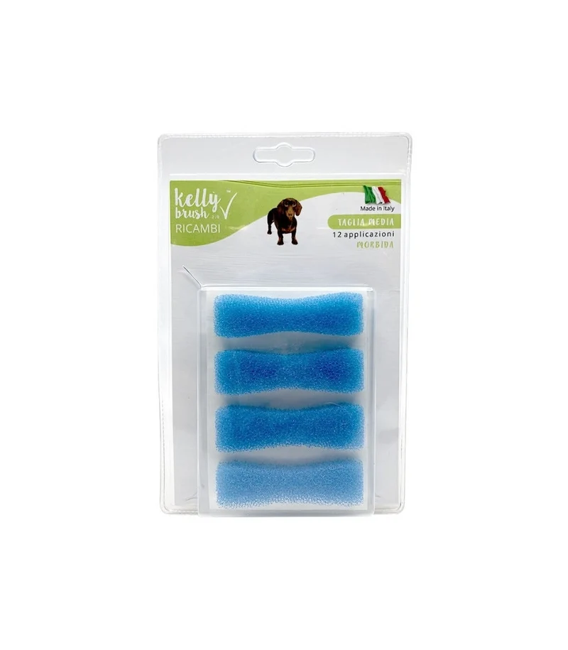 Kelly Brush Ricambi Kit Spazzolino Taglia Media Spugne Morbide Per Cani 12 Applicazioni