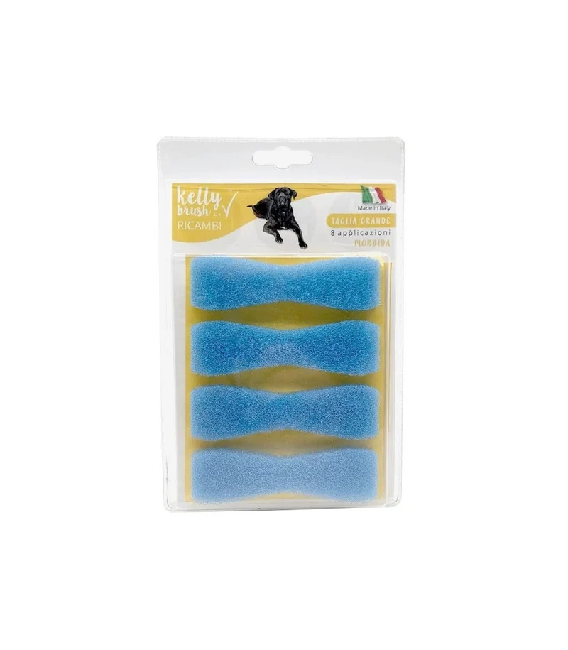 Kelly Brush Ricambi Kit Spazzolino Taglia Grande Spugne Morbide Per Cani 8 Applicazioni