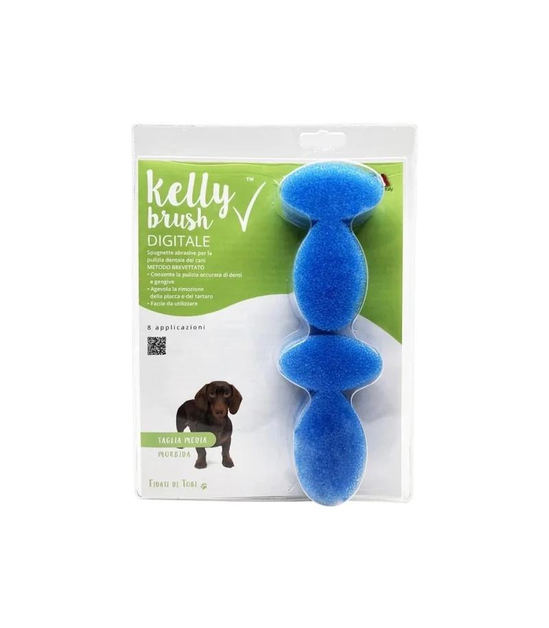 Kelly Brush Kit Digitale Spugne Morbide Antiplacca Taglia Media Per Cani 8 Applicazioni