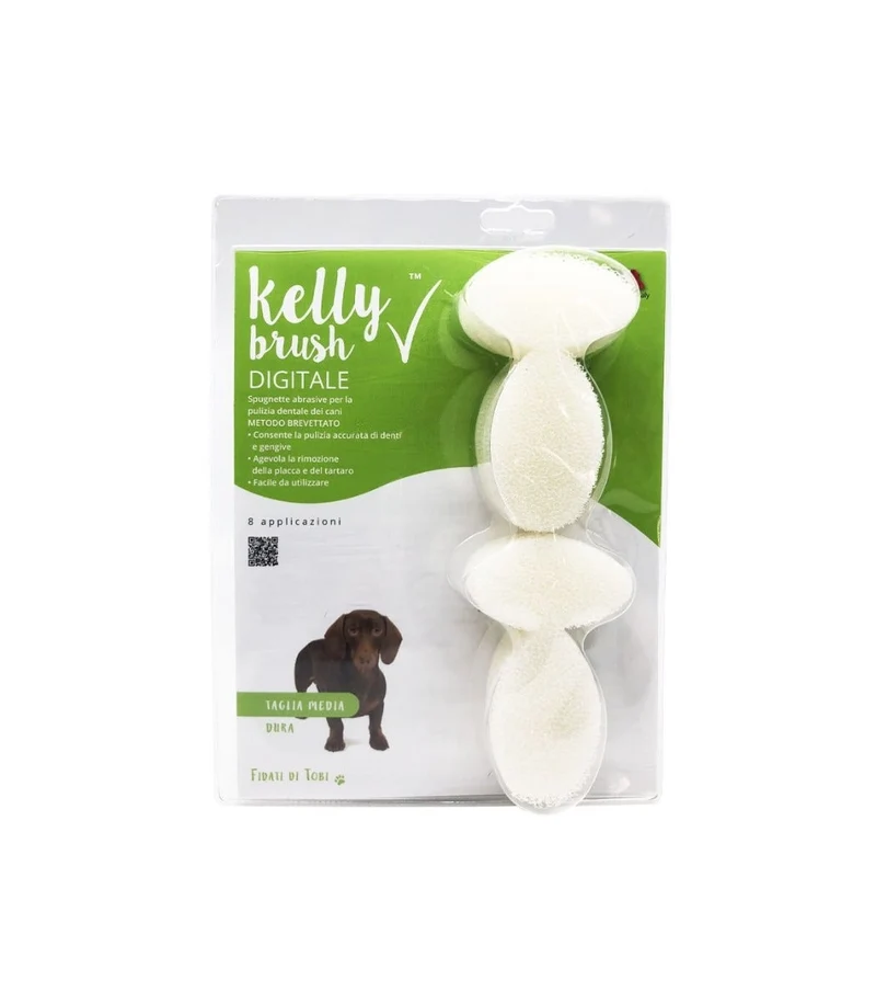 Kelly Brush Kit Digitale Spugne Dure Antitartaro Taglia Media Per Cani 8 Applicazioni