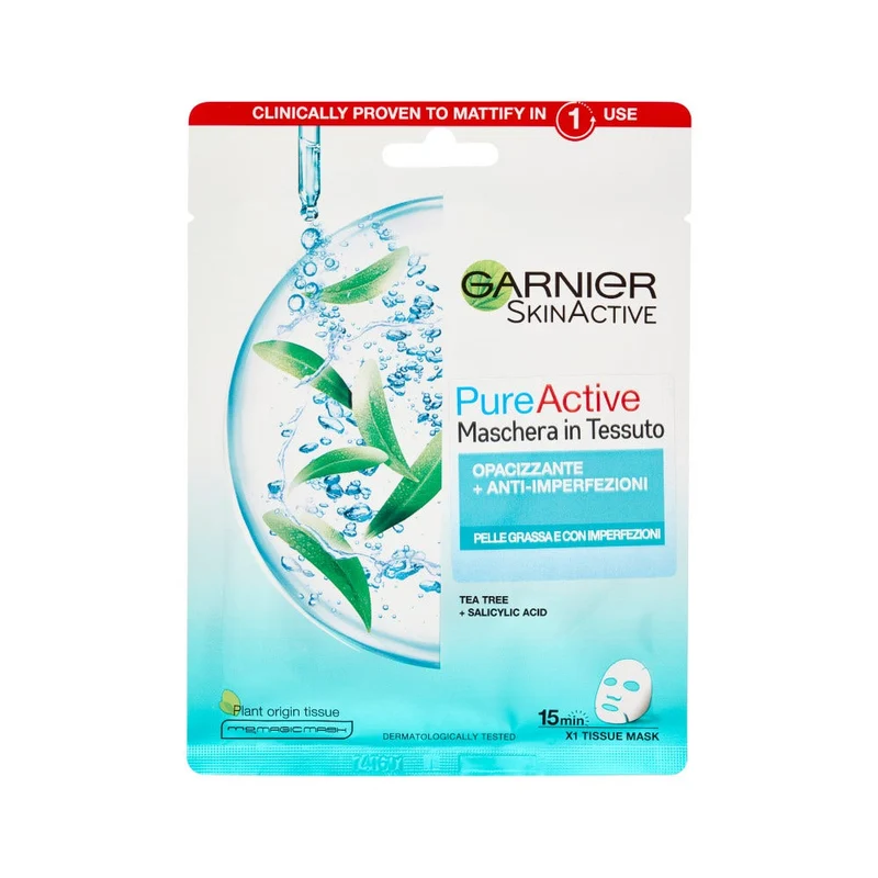 Garnier Pure Active Maschera In Tessuto Arricchita Con Acido Salicilico 23g