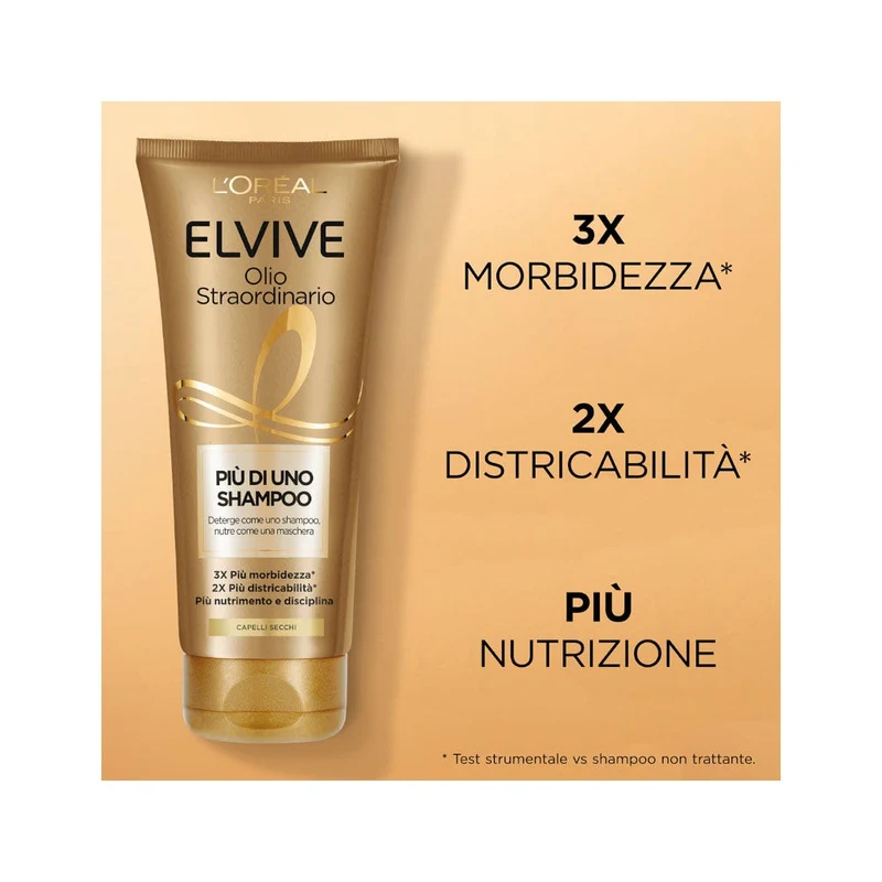 L'Oréal Paris Elvive Più Di Uno Shampoo Olio Straordinario Shampoo Nutriente Capelli Secchi 200ml