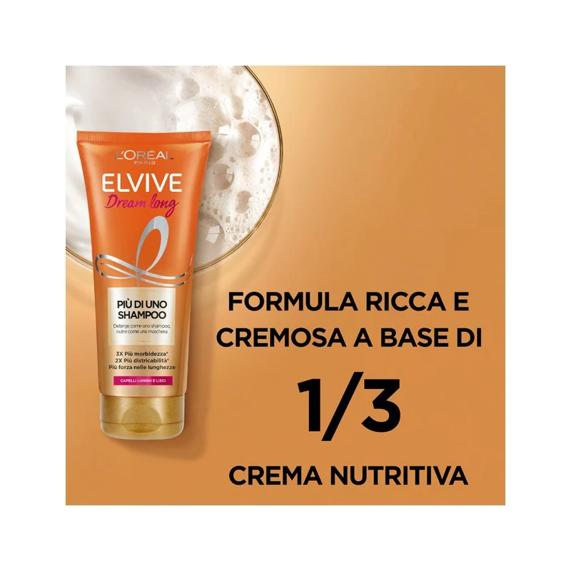 L'Oréal Paris Elvive Più Di Uno Shampoo Dream Long Shampoo Nutriente Capelli Lunghi/Lisci 200ml