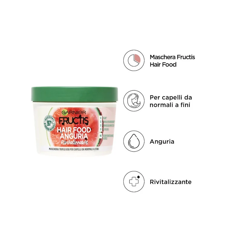 Garnier Fructis Hair Food Maschera Rivitalizzante Capelli Fini Anguria 390ml