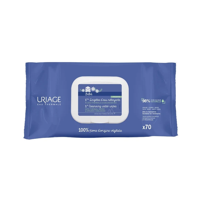 Uriage Bebe Salviette Detergenti All'Acqua 70 Pezzi