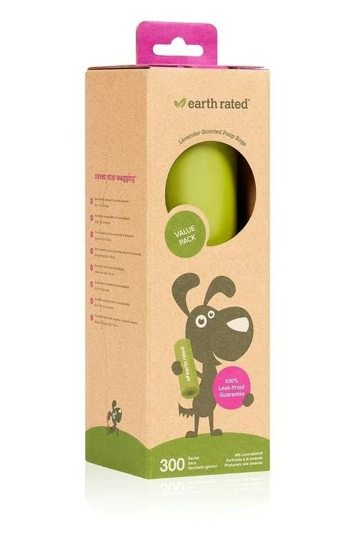 Earth Rated Sacchetti Biodegradabili Fragranza Lavanda 1 Rotolo x 300 Sacchetti